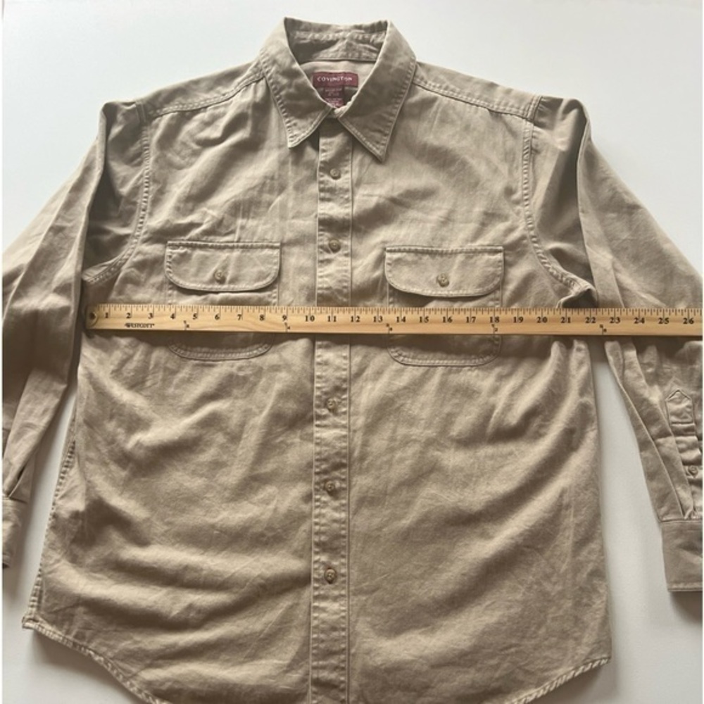 COVINGTON SHIRT JACKET BEIGE KHAKI‎ COLOR BUTTON FRONT MEN'S LARGE!! (C)